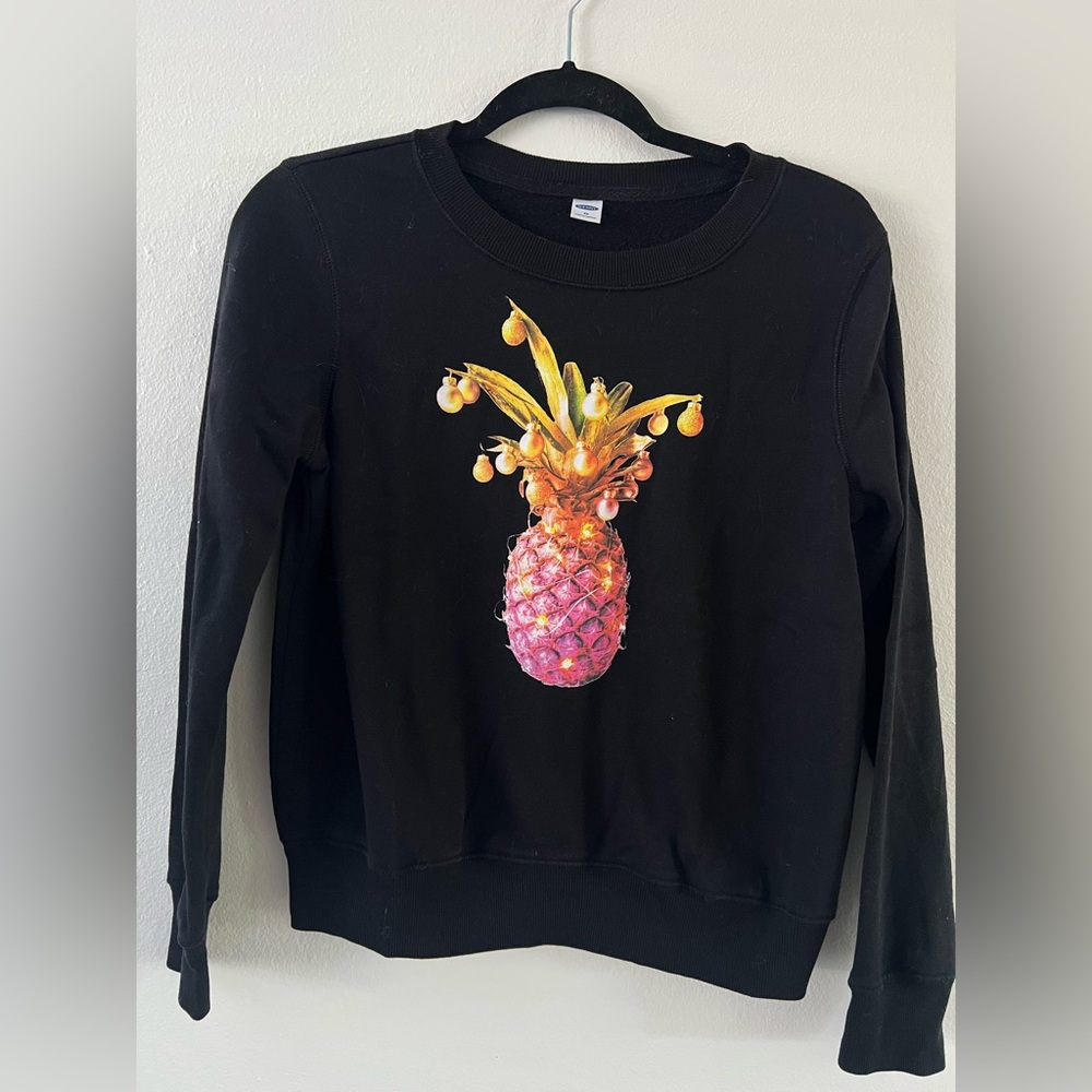 Old Navy Black Sweatshirt with Christmas Pineapple